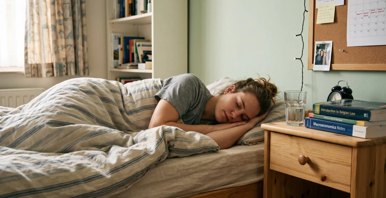 Étudiant se reposant paisiblement dans son lit dans une chambre calme